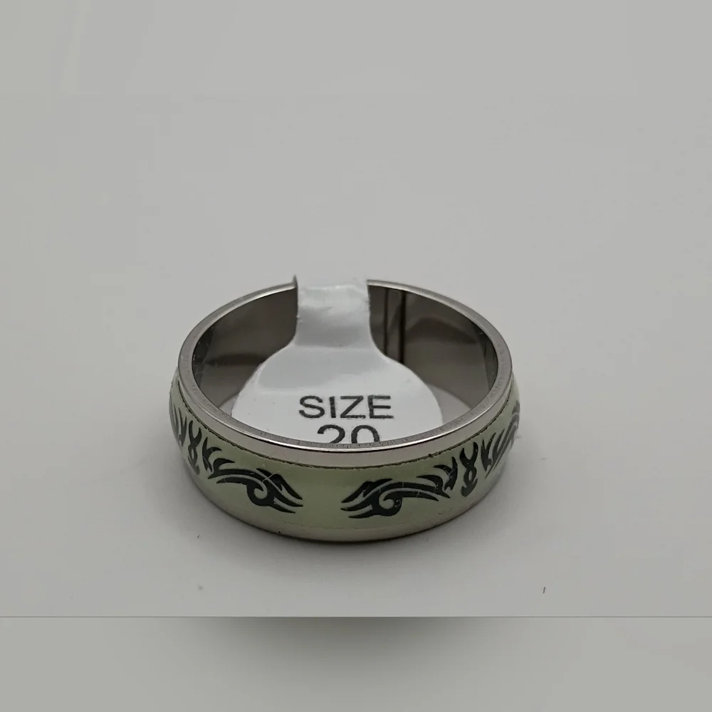 Stainless Steel Tribal Tattoo Band Ring Size 10 US China Size 20 Mens Jewelry